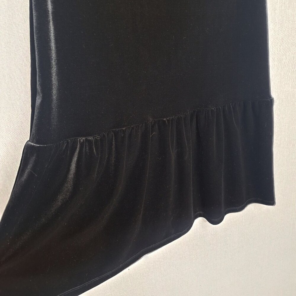 ๐ Black Velvet Lace Stretch Sweetheart Neckline Midi Dress Size M Preppy Formal - Picture 6 of 9